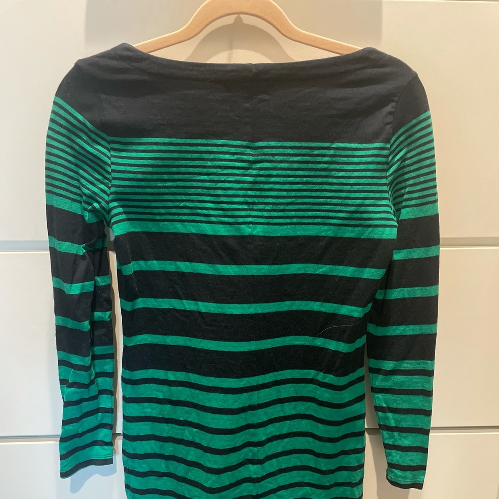 Navy and Green Striped Dress